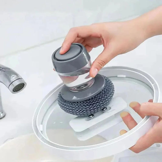 SOAP DISPENSING PALM BRUSH FOR KITCHEN CLEANING