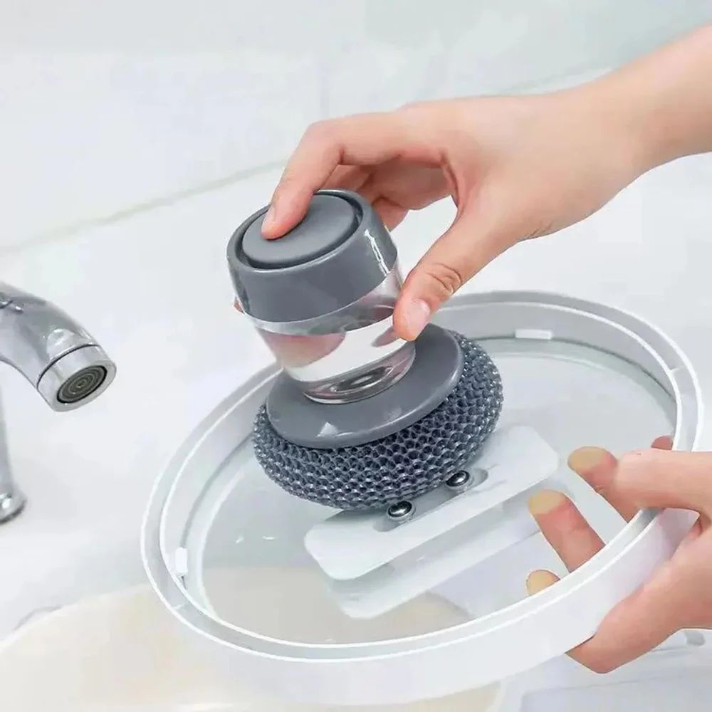 SOAP DISPENSING PALM BRUSH FOR KITCHEN CLEANING